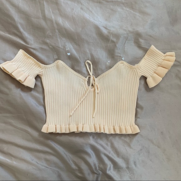 Peach Off The Shoulder Cropped Blouse - Picture 1 of 2